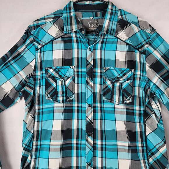 BKE Buckle Standard Fit Men's Plaid Pearl Snap Long Sleeve Shirts Size Large - Picture 2 of 7